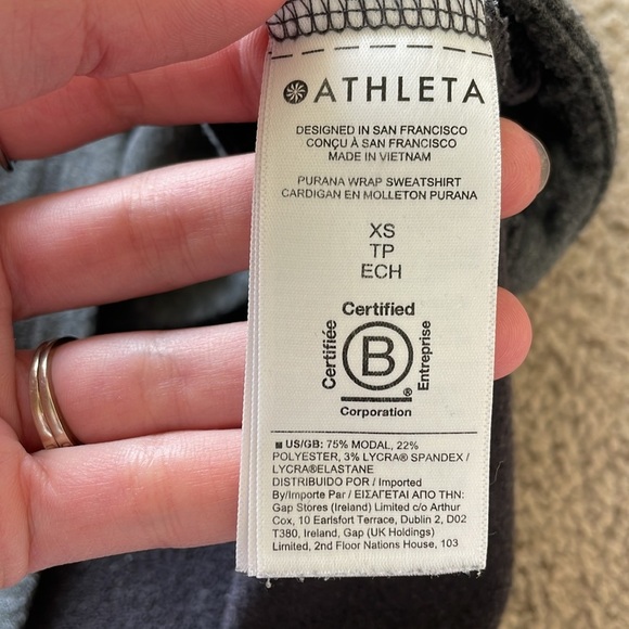 Athleta Purana Wrap Sweatshirt Women’s XS Oversized Charcoal Grey Heather Hoodie - Picture 4 of 14